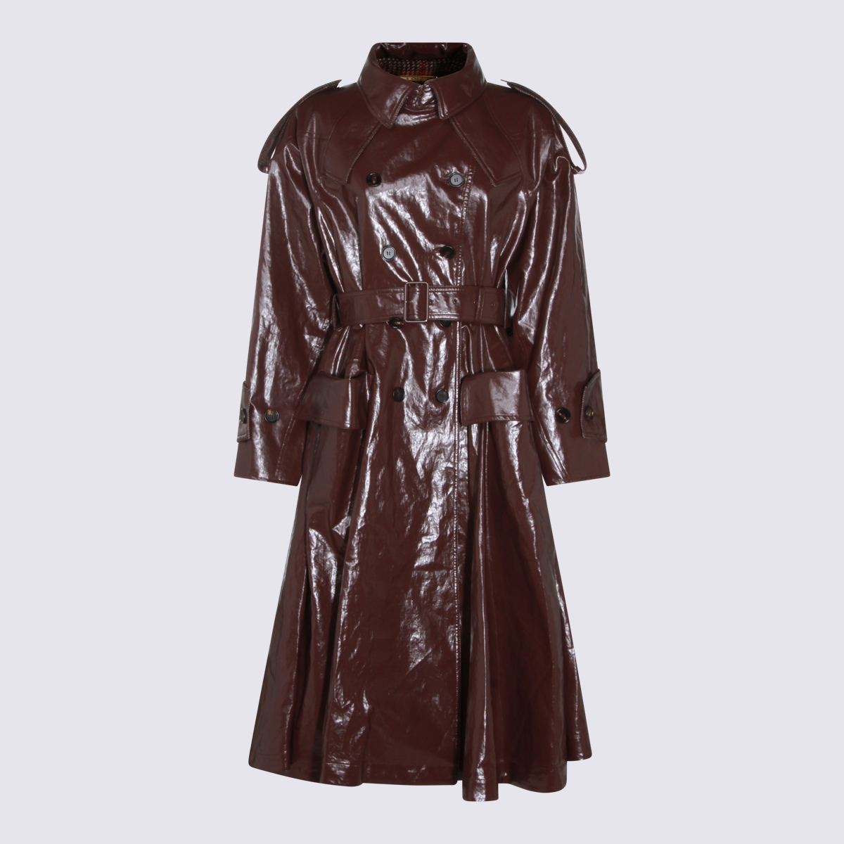 Chloé Dark Purple Leather Trench Coat