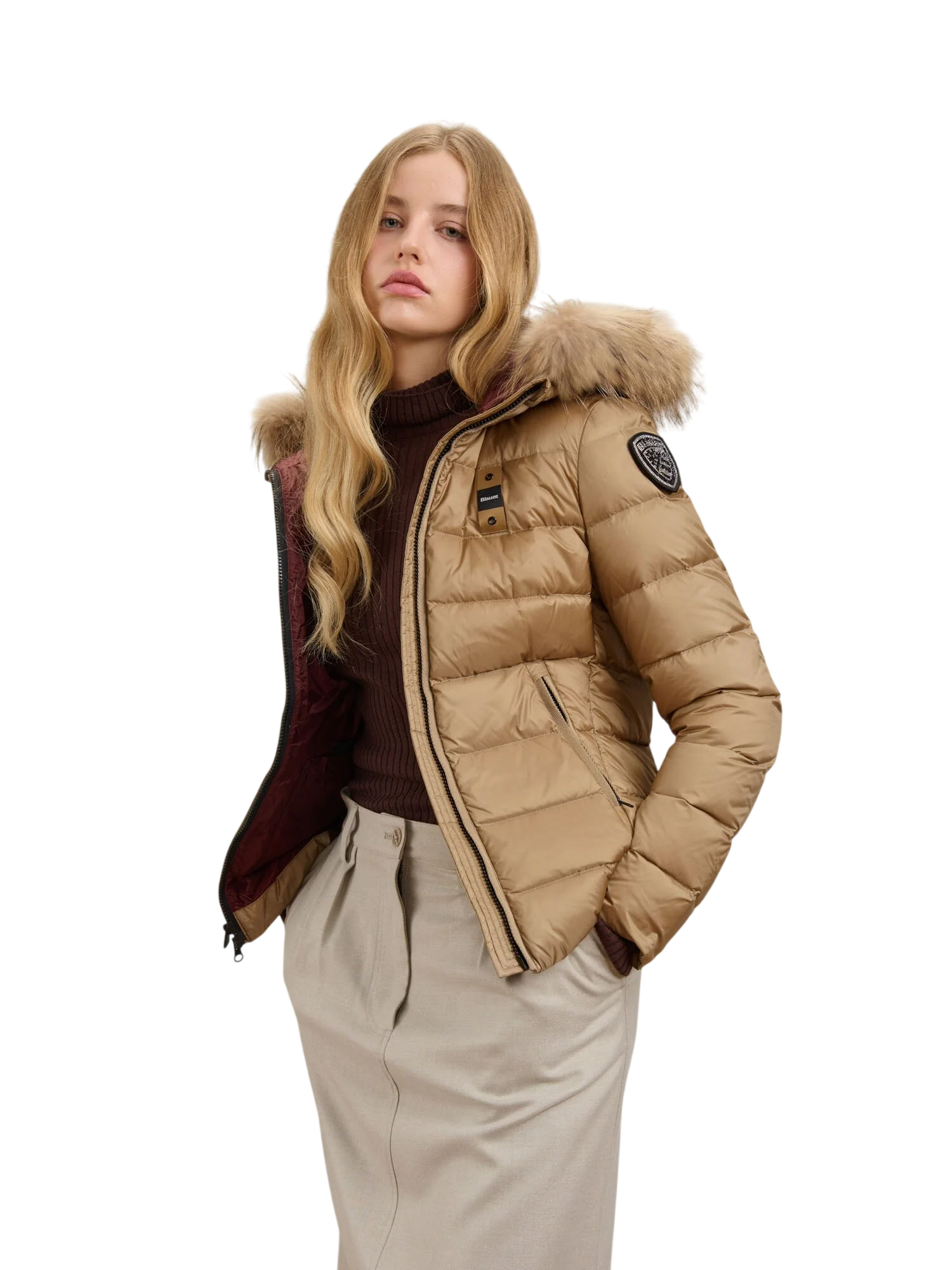 Blauer Vestes brunes