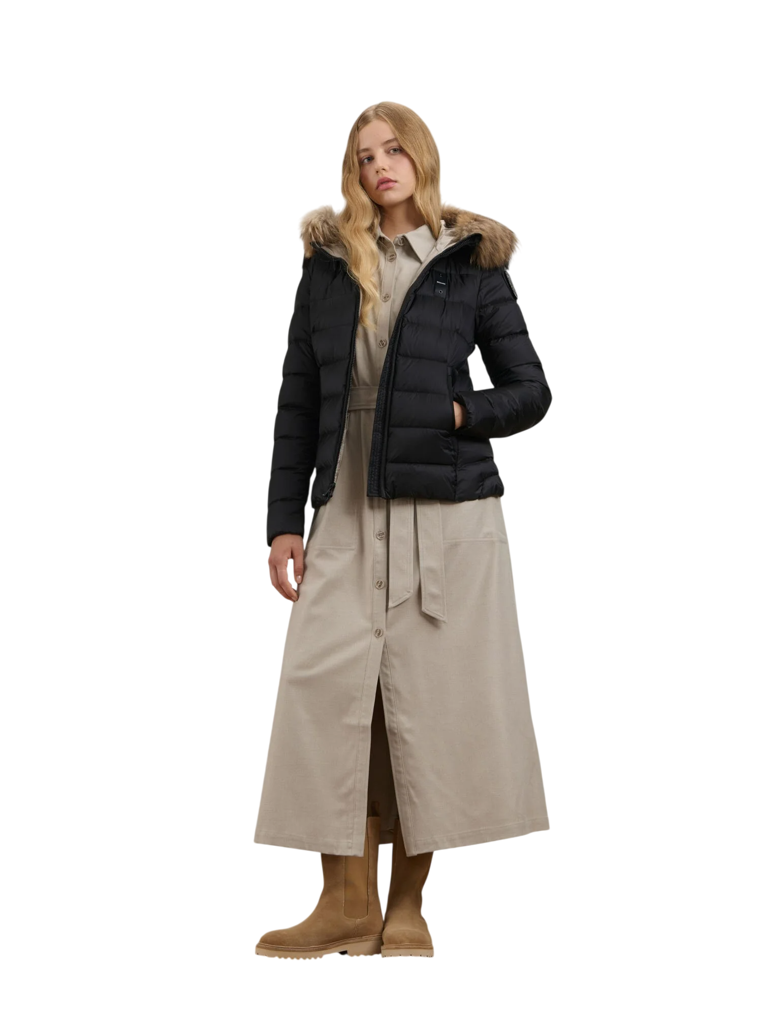 Blauer Vestes noires
