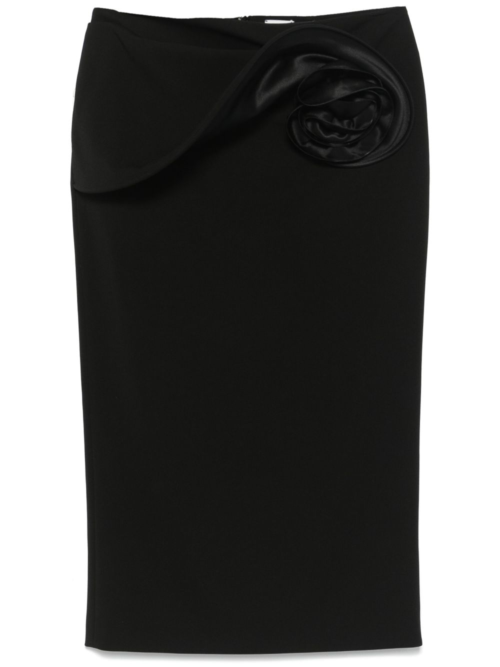 Magda Butrym Black Skirt With Ruched Rose Detail - 36