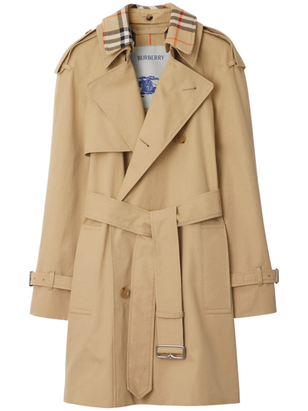 Burberry Short Gabardine Belted Trench Coat