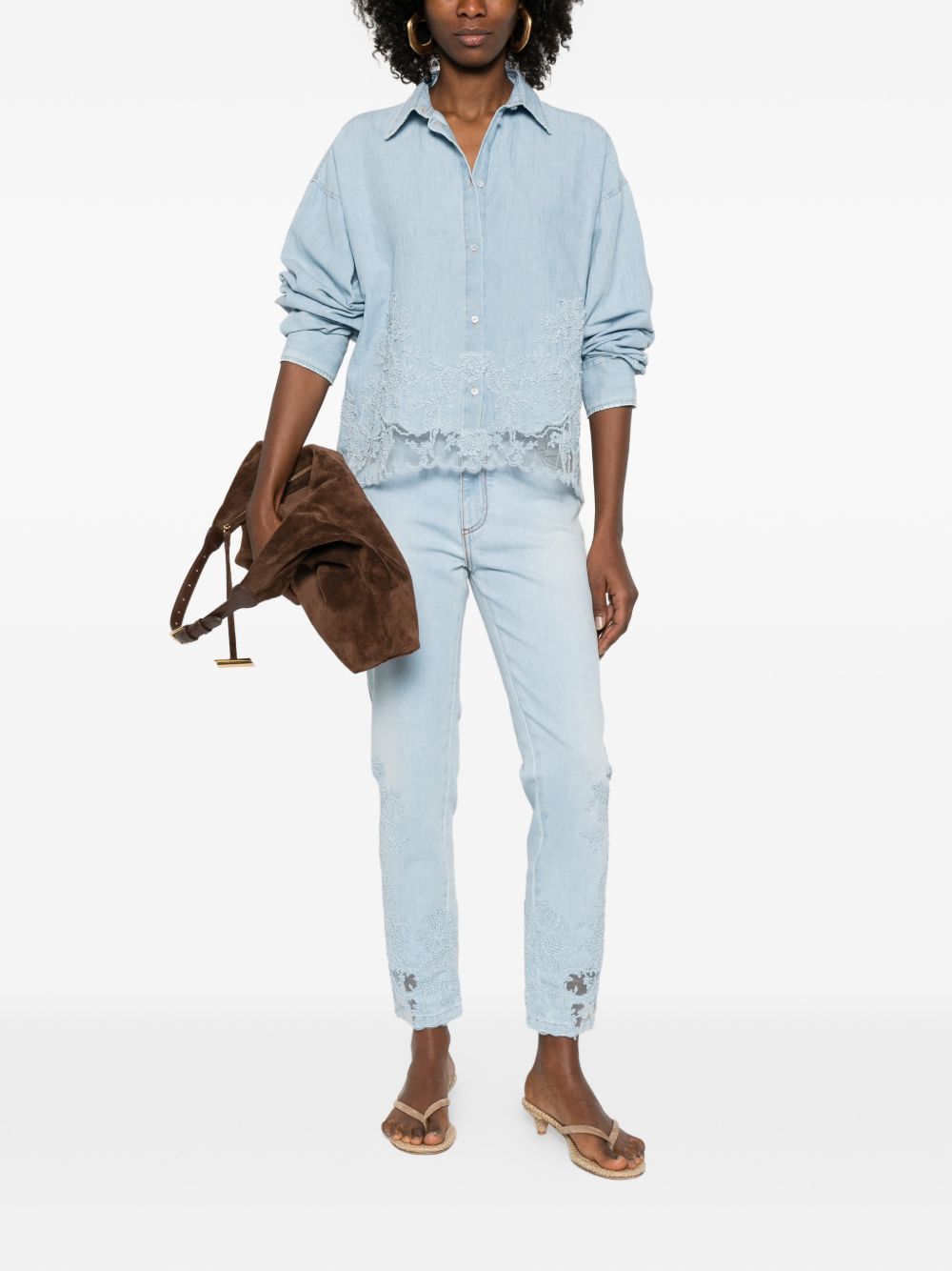 Ermanno Scervino Shirts Clear Blue Cotton Linen – Women