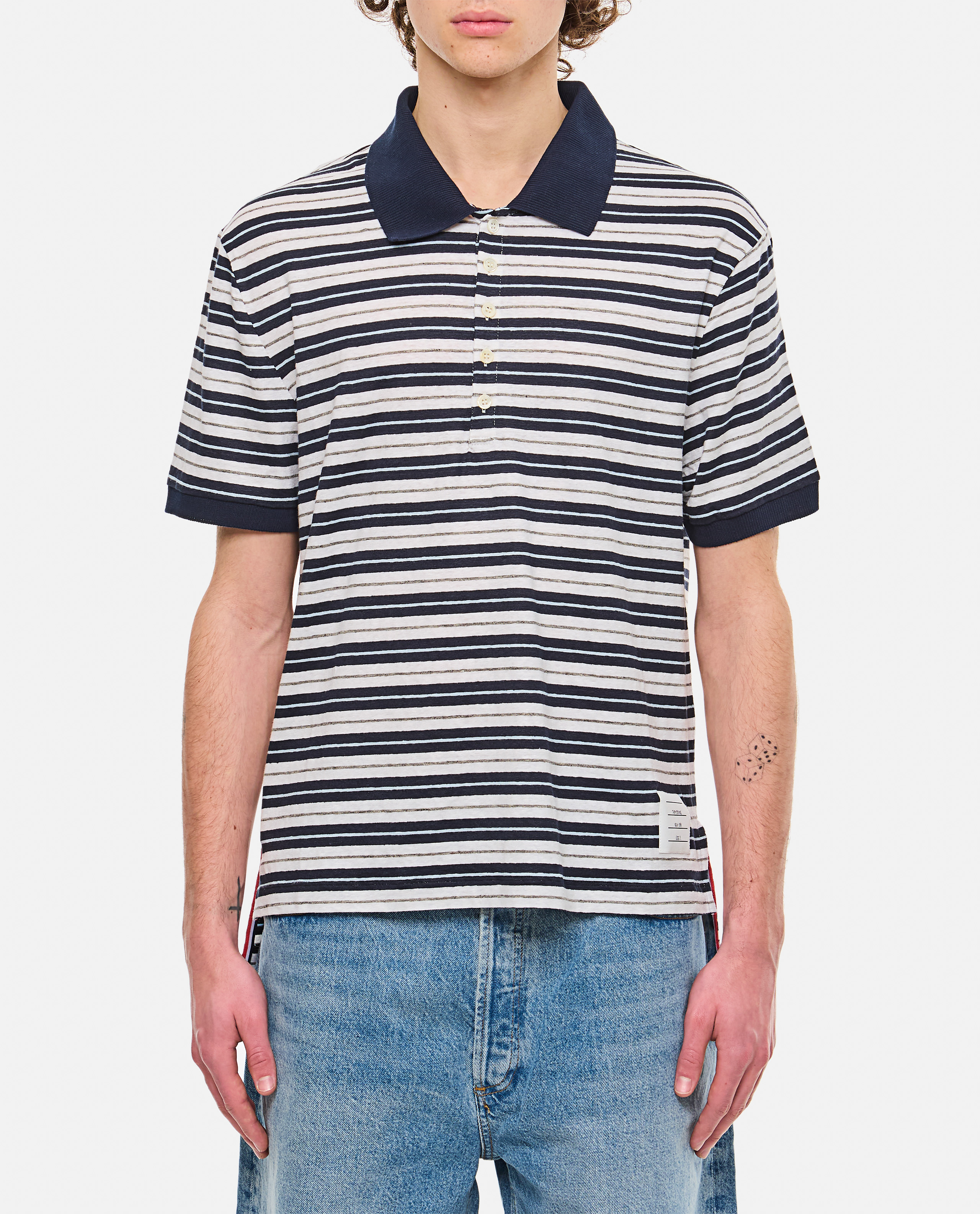 Thom Browne Linen Striped Polo