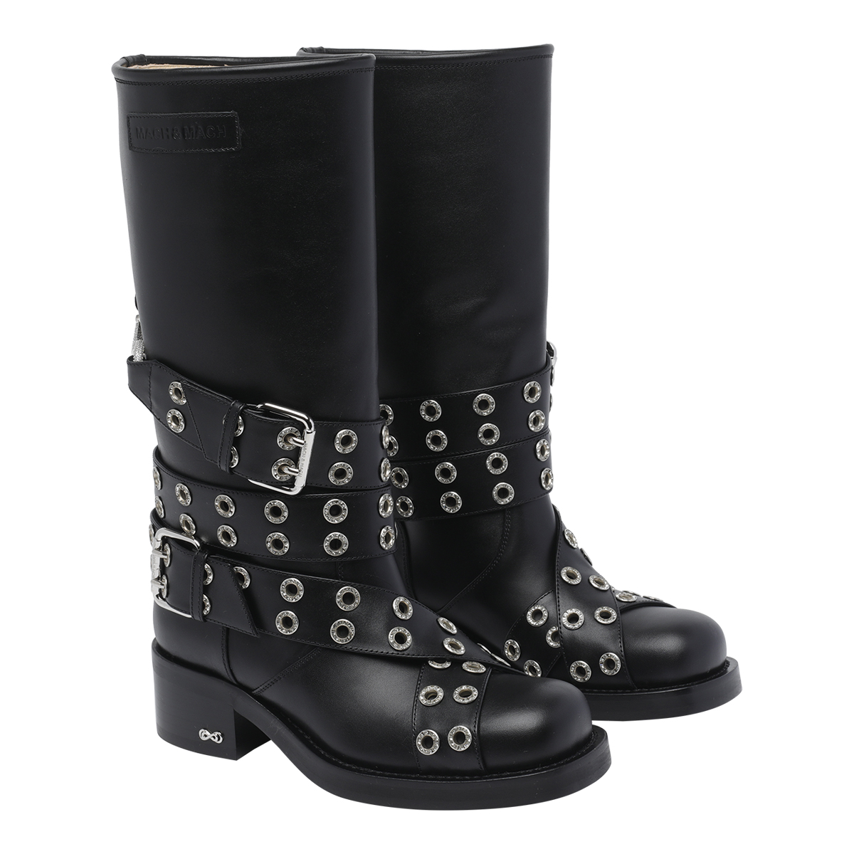Mach & Mach MACH & Boots Black Calf Leather/rubber Sole – Women