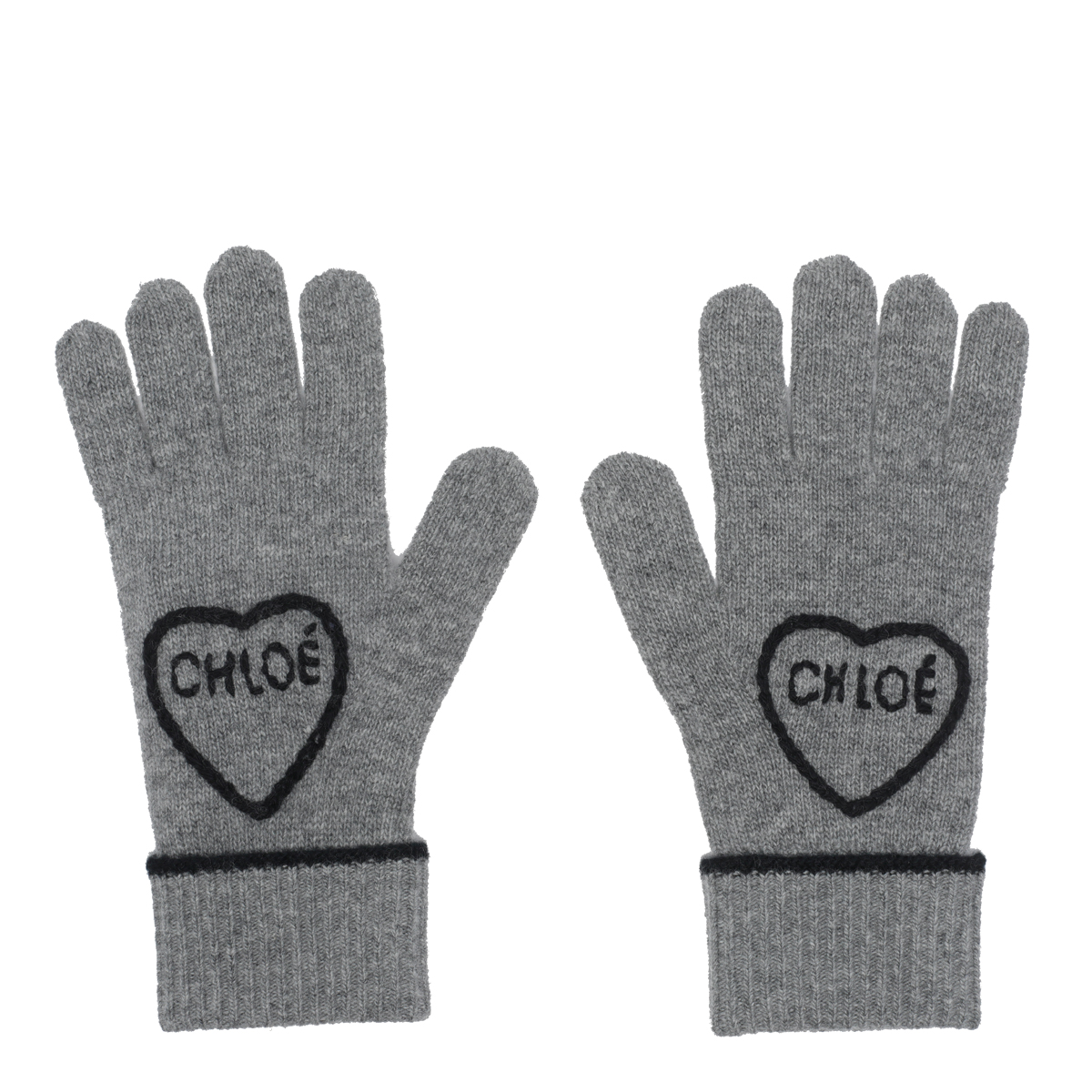 Chloè Gloves Grey Virgin Wool Cashmere – Women