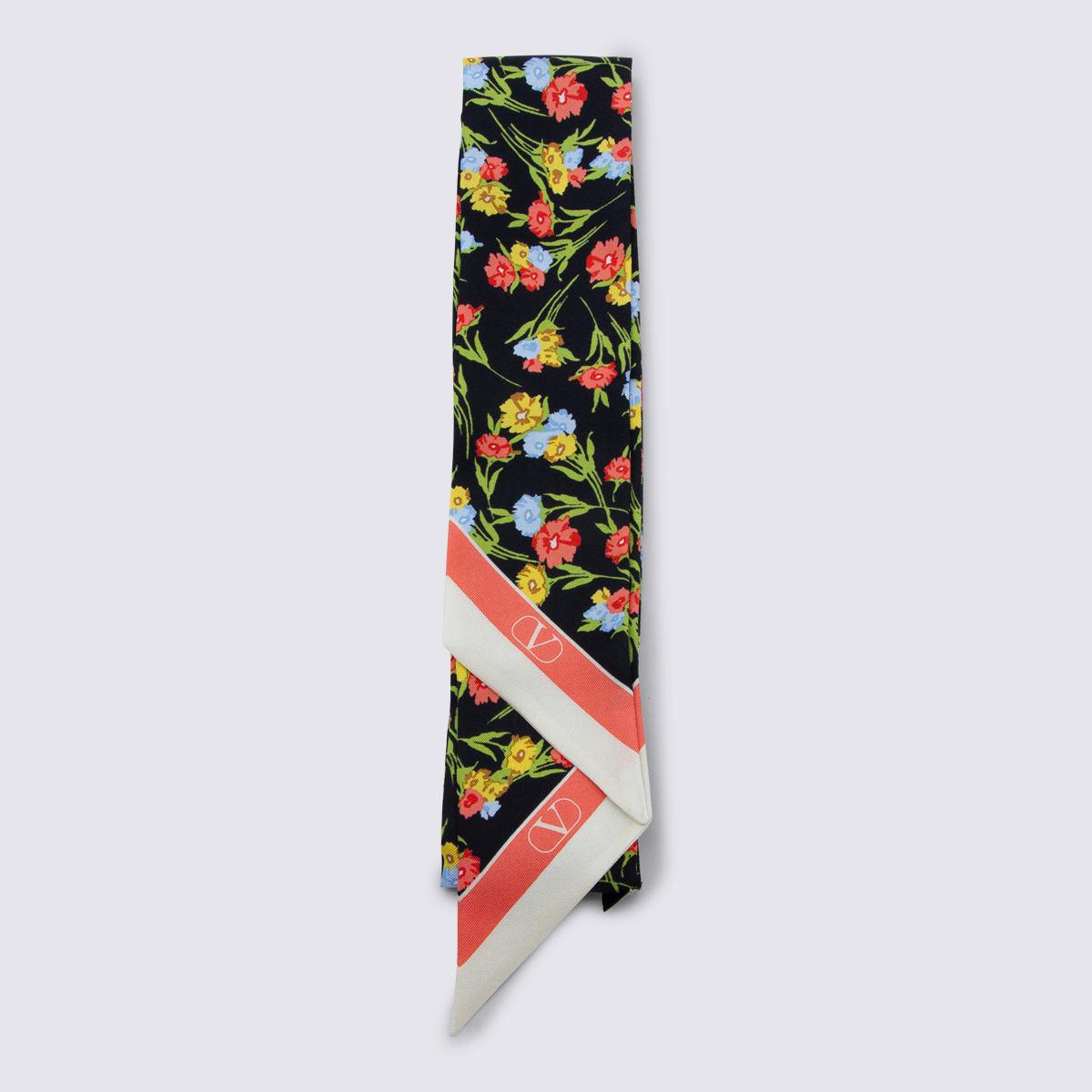VALENTINO Valentino Garavani Scarfs Nero/multicolor/corallo/burro _se - Women　ヴァレンティノ ガラヴァーニ スカーフ ブラック/マルチカラー/コーラル/バター _se - レディース