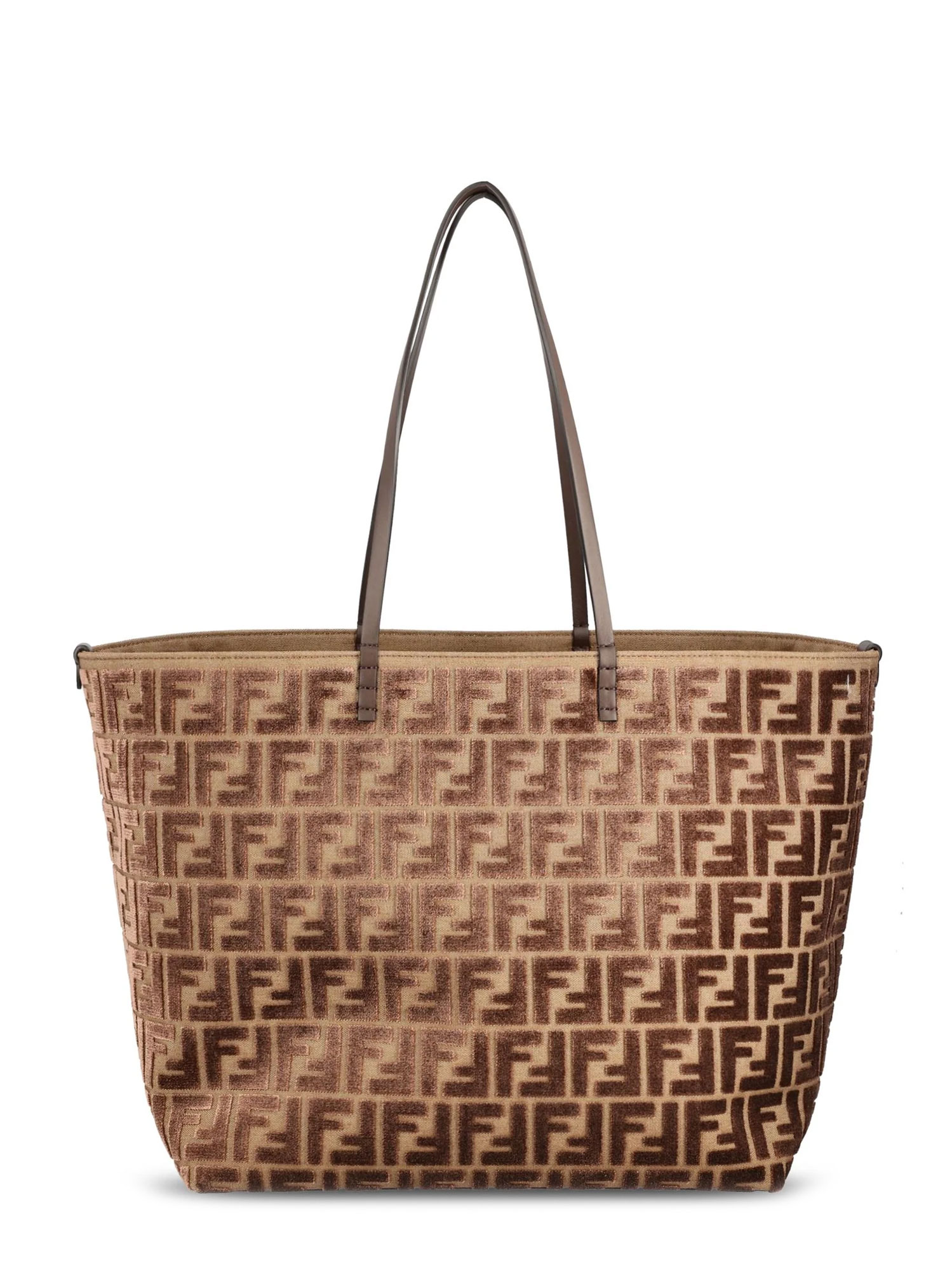 Fendi Brown Roll Large Zucca Velvet Tote