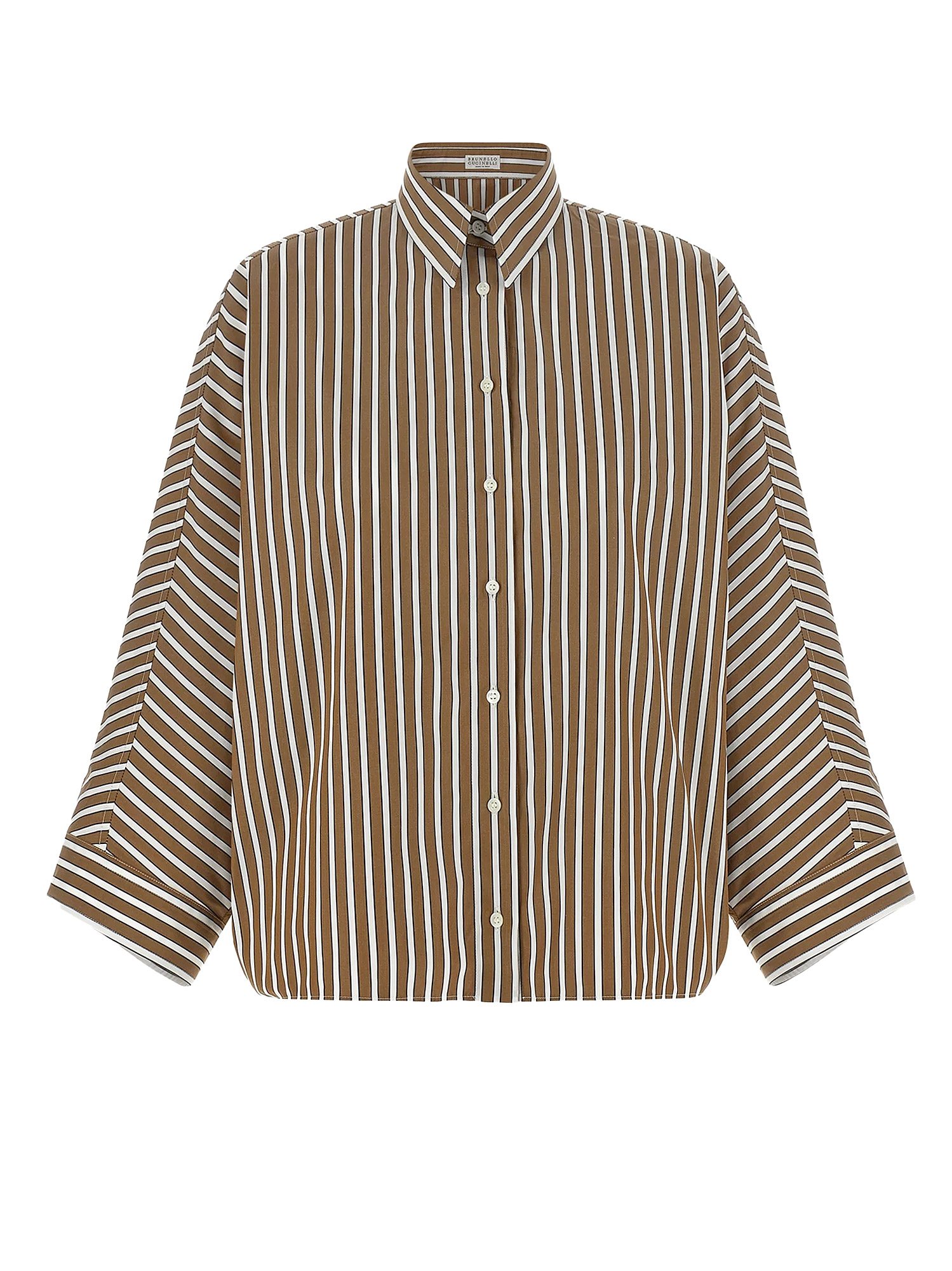 Brunello Cucinelli Shirts Tobacco/black/white Line Cotone – Women